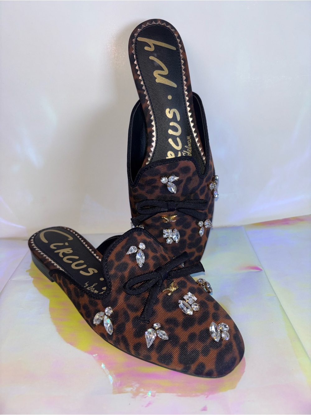 Circus by Sam Edelman Leopard Crystal-Embellished Slip-On Mules - Brown - Picture 13 of 13